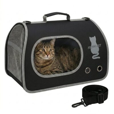 BOLSO TRANSPORTADOR DE MANO VISOR OVALADO _46X25X26 CM /NEGRO