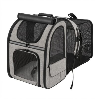 MOCHILA EXPANSIBLE 34X29X43 CM _MOD 3 /GRIS Y NEGRO