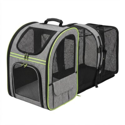 MOCHILA EXPANSIBLE 34X29X43 CM _MOD 3 /GRIS Y VERDE