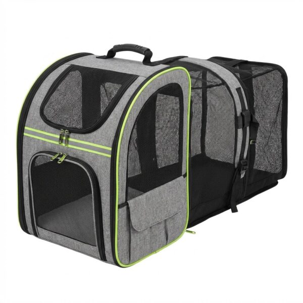 MOCHILA EXPANSIBLE 34X29X43 CM _MOD 3 /GRIS Y VERDE