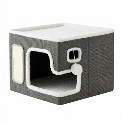 CAMA CUCHA RASCADOR PLEGABLE 58X43X33CM _MOD 3 /GRIS