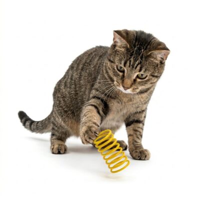 JUGUETE RESORTE PARA GATOS _3X6 CM /AMARILLO