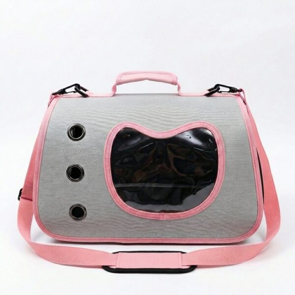BOLSO TRANSPORTADOR DE MANO _40X26X22 CM /GRIS Y ROSA