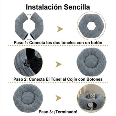 CUCHA TUNEL POLAR SOFT CON PELOTA _85X85X26 /GRIS