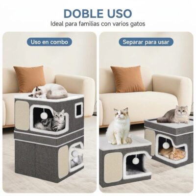 CAMA CUCHA RASCADOR PLEGABLE 40X40X61CM _MOD 4 /GRIS