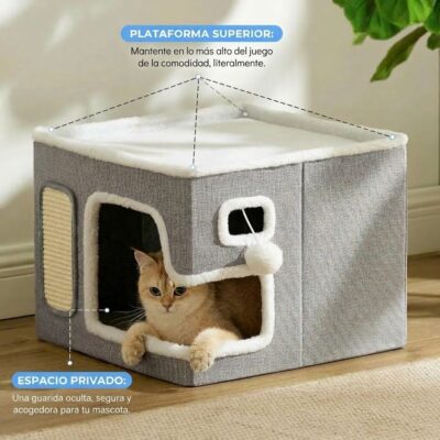 CAMA CUCHA RASCADOR PLEGABLE 58X43X33CM _MOD 3 /GRIS