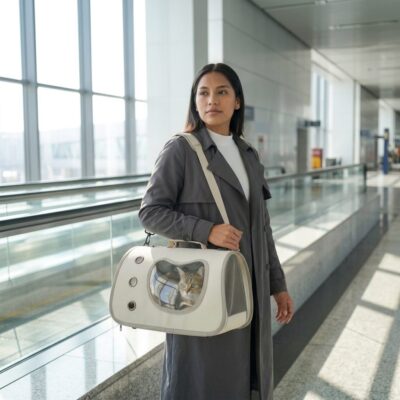 BOLSO TRANSPORTADOR DE MANO _40X26X22 CM /BLANCO Y GRIS