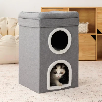 CAMA CUCHA RASCADOR PLEGABLE 39X39X64CM _MOD 1 /GRIS