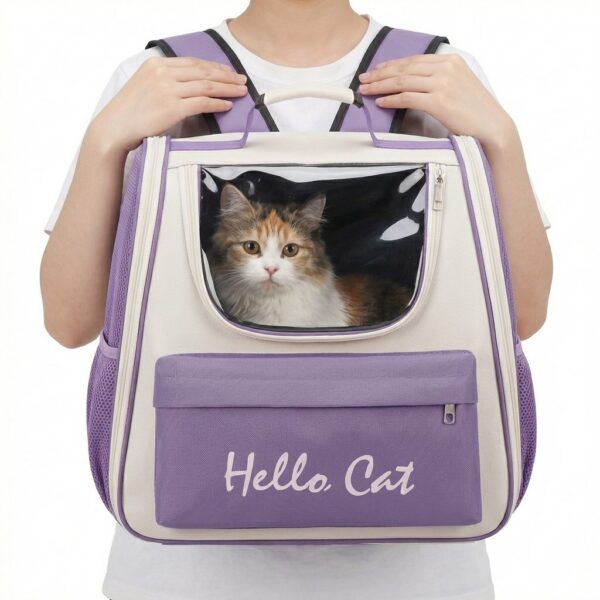 MOCHILA TRANSPORTADORA BOLSILLO FRONTAL _37X25X34 CM /VIOLETA