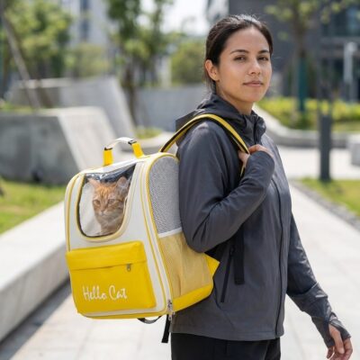 MOCHILA TRANSPORTADORA BOLSILLO FRONTAL _37X25X34 CM /AMARILLO
