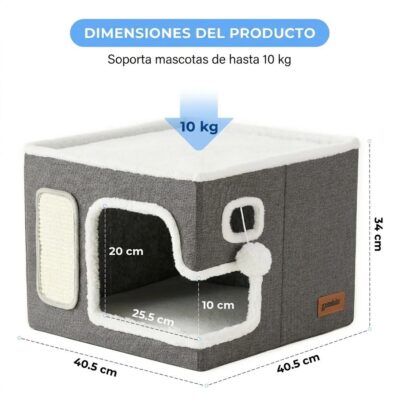 CAMA CUCHA RASCADOR PLEGABLE 58X43X33CM _MOD 3 /GRIS