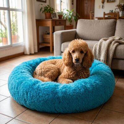CAMA DONA TERCIOPELO LARGO _L 80 CM /CELESTE
