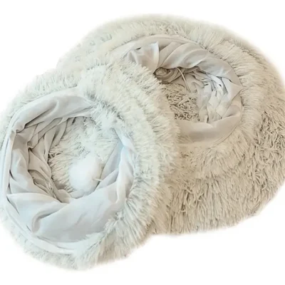 CUCHA TUNEL TERCIOPELO CON PELOTA _85X85X26 CM /BEIGE