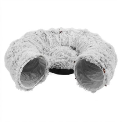 CUCHA TUNEL TERCIOPELO CON PELOTA _85X85X26 CM /GRIS