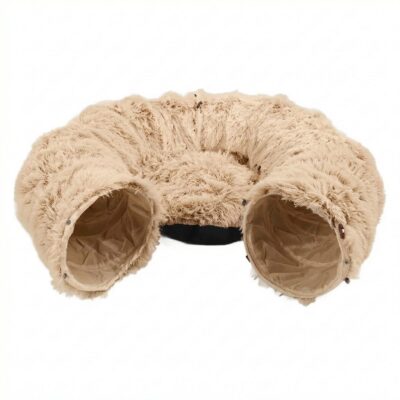 CUCHA TUNEL TERCIOPELO CON PELOTA _85X85X26 CM /BEIGE