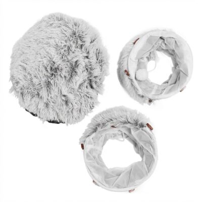 CUCHA TUNEL TERCIOPELO CON PELOTA _85X85X26 CM /GRIS