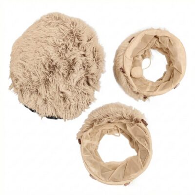 CUCHA TUNEL TERCIOPELO CON PELOTA _85X85X26 CM /BEIGE