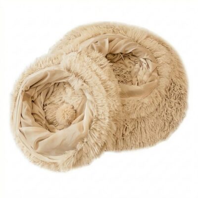 CUCHA TUNEL TERCIOPELO CON PELOTA _85X85X26 CM /BEIGE