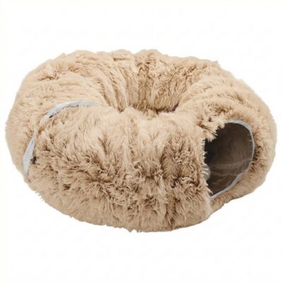 CUCHA TUNEL TERCIOPELO CON PELOTA _85X85X26 CM /BEIGE