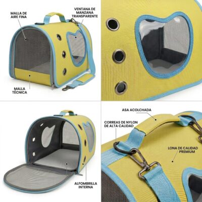 BOLSO TRANSPORTADOR DE MANO _40X26X22 CM /AMARILLO Y CELESTE