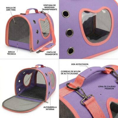 BOLSO TRANSPORTADOR DE MANO _40X26X22 CM /VIOLETA Y ROSA