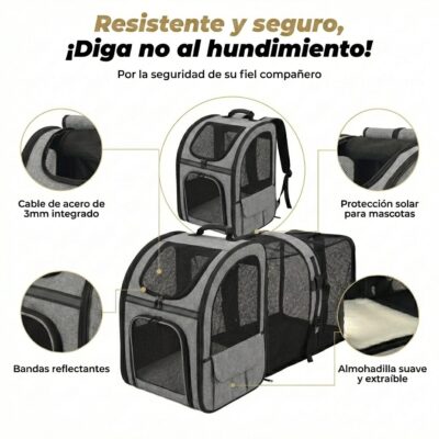 MOCHILA EXPANSIBLE 34X29X43 CM _MOD 3 /GRIS Y NEGRO