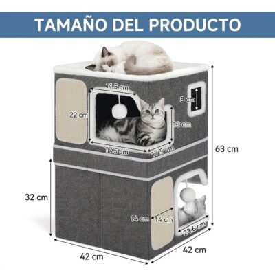 CAMA CUCHA RASCADOR PLEGABLE 40X40X61CM _MOD 4 /GRIS