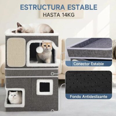 CAMA CUCHA RASCADOR PLEGABLE 40X40X61CM _MOD 4 /GRIS