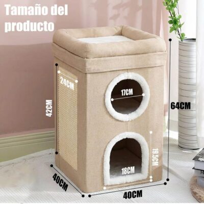 CAMA CUCHA RASCADOR PLEGABLE 39X39X64CM _MOD 1 /BEIGE