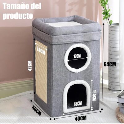 CAMA CUCHA RASCADOR PLEGABLE 39X39X64CM _MOD 1 /GRIS