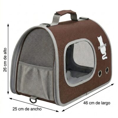 BOLSO TRANSPORTADOR DE MANO VISOR OVALADO _46X25X26 CM /MARRON