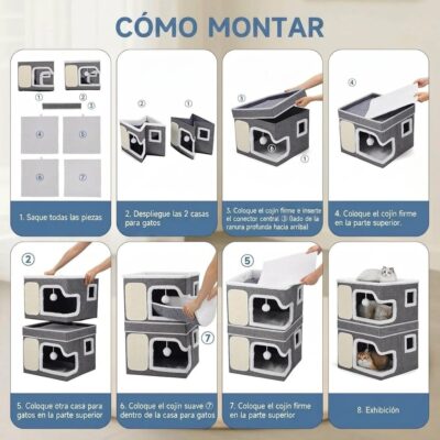 CAMA CUCHA RASCADOR PLEGABLE 40X40X61CM _MOD 4 /GRIS