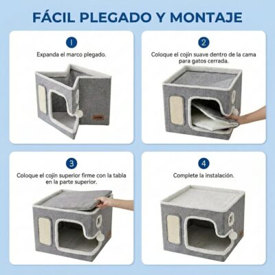 CAMA CUCHA RASCADOR PLEGABLE 58X43X33CM _MOD 3 /GRIS