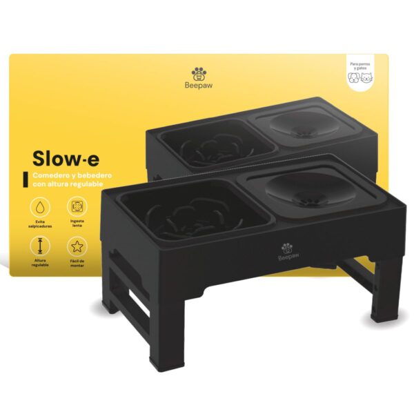 COMEDERO SLOW FEEDER CON ALTURA AJUSTABLE BEEPAW SLOW-E /NEGRO