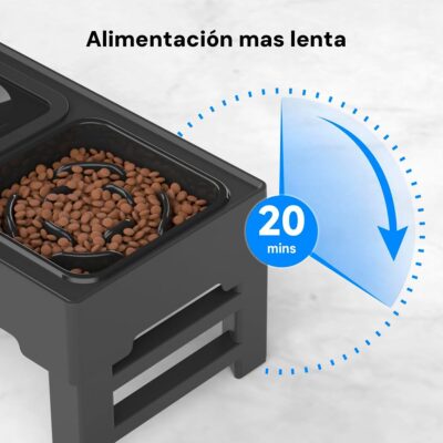 COMEDERO SLOW FEEDER CON ALTURA AJUSTABLE BEEPAW SLOW-E /GRIS
