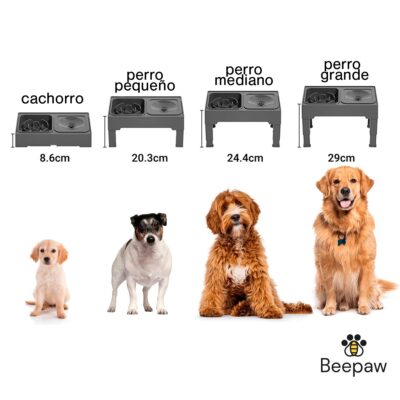 COMEDERO SLOW FEEDER CON ALTURA AJUSTABLE BEEPAW SLOW-E /GRIS