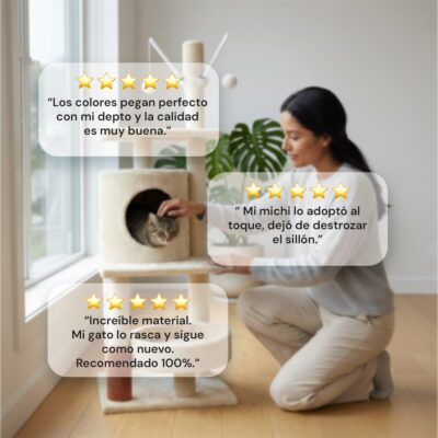 RASCADOR TORRE PARA GATOS BEEPAW MOD1 CON CUEVA /BEIGE