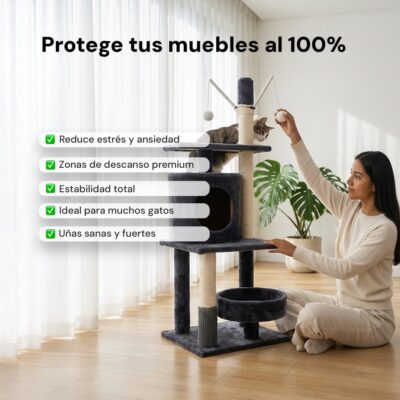 RASCADOR PARA GATOS BEEPAW CON CUCHA Y JUGUETE _MOD 2