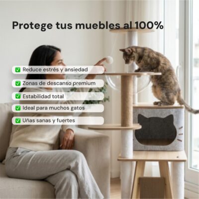 RASCADOR MULTINIVEL PARA GATOS MOD9 CON CUEVA Y HAMACA