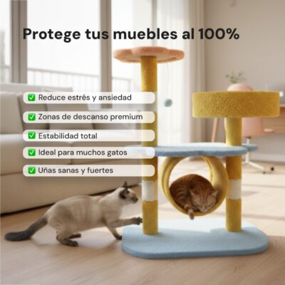RASCADOR PARA GATOS BEEPAW MOD12 CON TÚNEL Y PLATAFORMAS