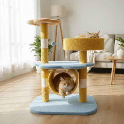 RASCADOR PARA GATOS BEEPAW MOD12 CON TÚNEL Y PLATAFORMAS