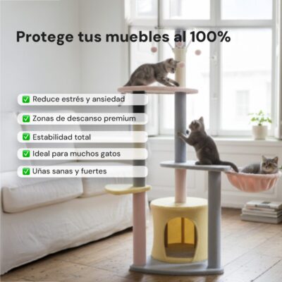 RASCADOR ÁRBOL PARA GATOS MOD13 CON CUEVA Y HAMACA