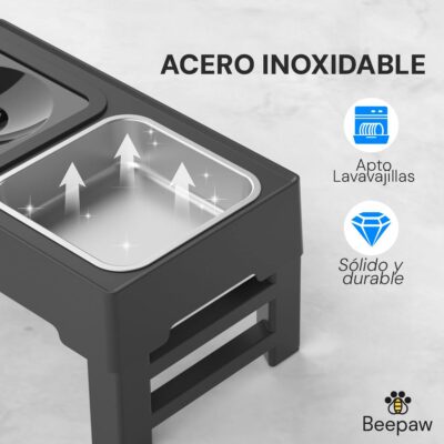 COMEDERO CON ALTURA AJUSTABLE BEEPAW BOWL-E /NEGRO