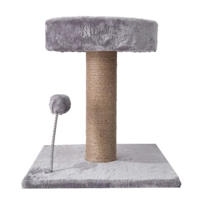 PALO RASCADOR PARA GATOS CON PLATAFORMA BEEPAW GRIS 38X38X36CM