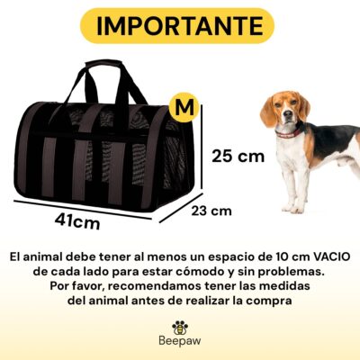 BOLSO TRANSPORTADOR RAYADO PARA MASCOTAS BEEPAW _MEDIUM /NEGRO