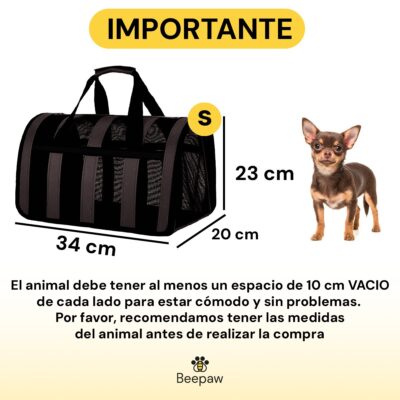 BOLSO TRANSPORTADOR RAYADO PARA MASCOTAS BEEPAW _SMALL /NEGRO