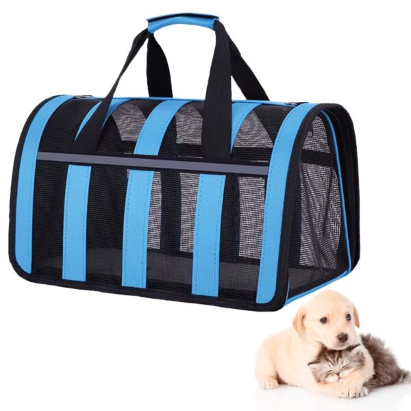 BOLSO TRANSPORTADOR RAYADO PARA MASCOTAS BEEPAW _SMALL /AZUL
