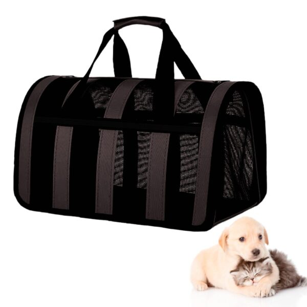 BOLSO TRANSPORTADOR RAYADO PARA MASCOTAS BEEPAW _SMALL /NEGRO