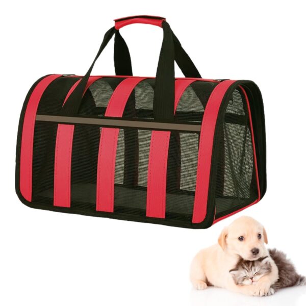 BOLSO TRANSPORTADOR RAYADO PARA MASCOTAS BEEPAW _SMALL /ROJO