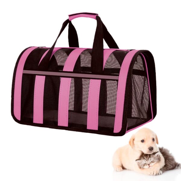 BOLSO TRANSPORTADOR RAYADO PARA MASCOTAS BEEPAW _SMALL /ROSA